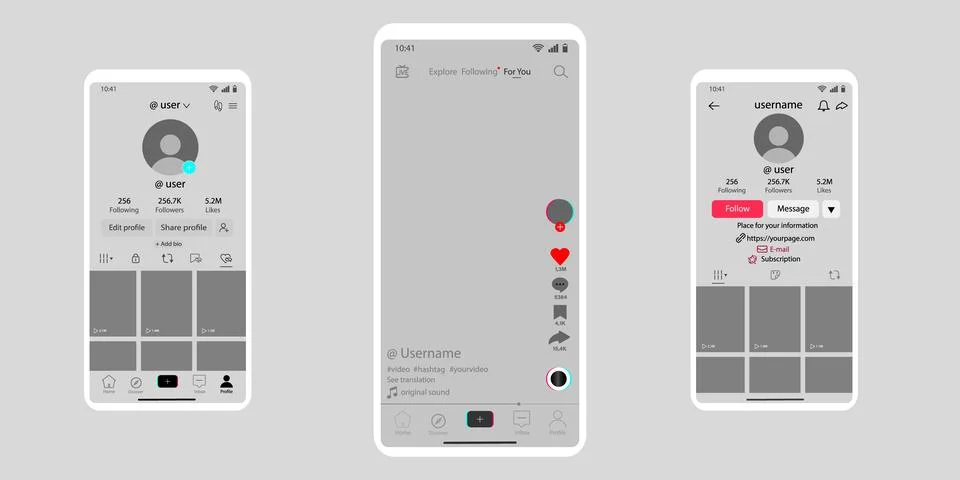 Mobile App interface template. Mockup social media template. イラスト素材