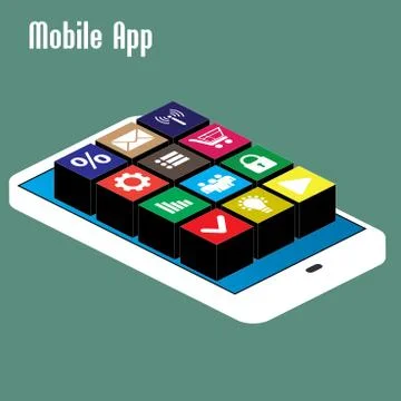 Mobile app, isometric Stock Illustration
