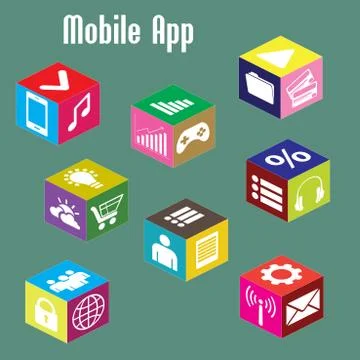 Mobile app, isometric Stock Illustration