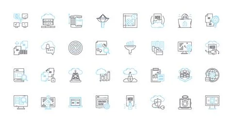 Mobile app linear icons set. Accessibility, Integration, Personalization Stock Illustration