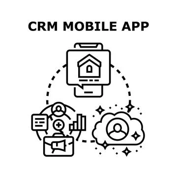 Mobile app managing customer relationship activities Stock Illustration