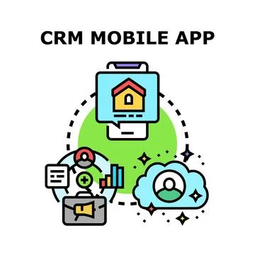 Mobile app managing customer relationship activities Stock Illustration