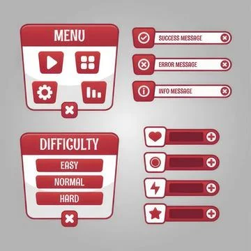Mobile app menu with settings and difficulty options Stock Illustration