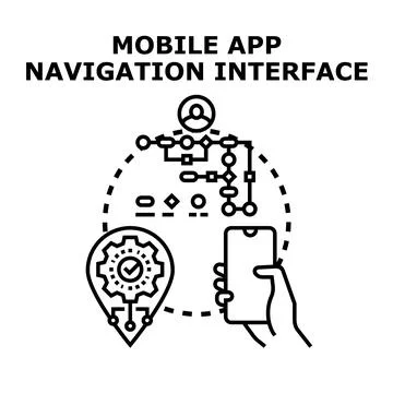 Mobile app navigation interface developing user experience 스톡 일러스트