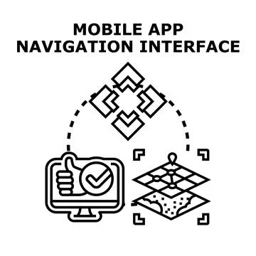 Mobile app navigation interface developing user experience Stock Illustration