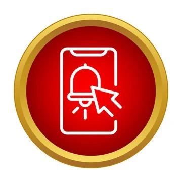 Mobile app notification bell cursor clicking icon Illustrazione stock