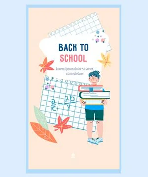 Mobile app onboarding screen page for education and school app. Stock Illustration