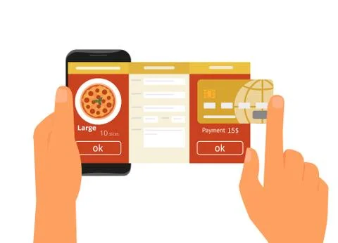 Mobile app for ordering pizza Stock Illustration