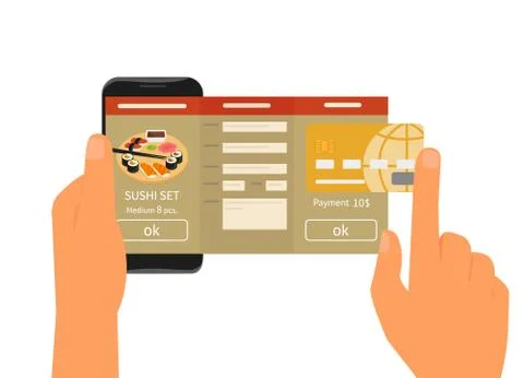 Mobile app for ordering sushi Stock Illustration
