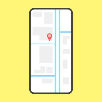 Mobile app page layout GPS Navigation. Lite detailed smartphone with city map Stockillustratie