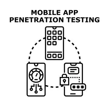 Mobile app penetration testing and cybersecurity concept 스톡 일러스트