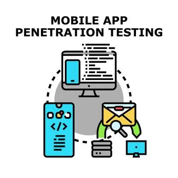 Mobile app penetration testing process concept illustration Stock Illustration