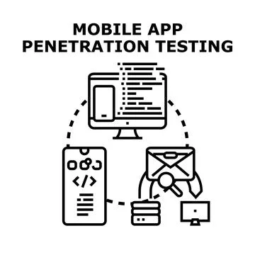 Mobile app penetration testing process concept illustration Illustrazione stock