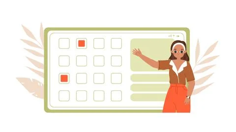Mobile app for planning, time management or daily schedule concept. Cute Stock Illustration