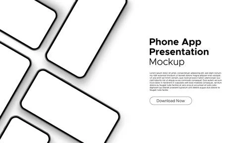 Mobile App Presentation Blank Mockup with Phone and Space for Text Stock Illustration