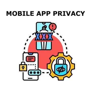 Mobile app privacy concept with data protection and settings Stock Illustration