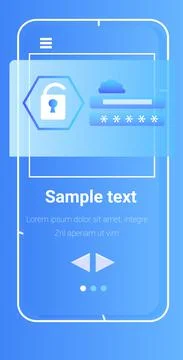 Mobile app protection shield data privacy security concept Stock Illustration