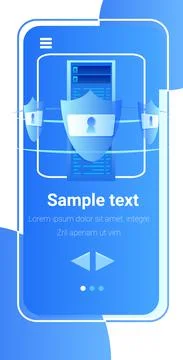 Mobile app protection shield data privacy security concept vertical copy space Stock Illustration