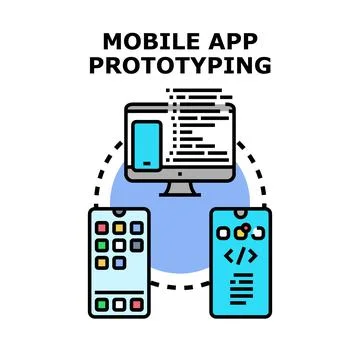 Mobile app prototyping developing interface design process concept Stockillustratie