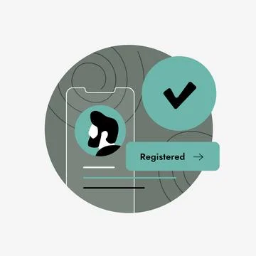 Mobile app registration with secure user account setup simplifies sign up and Stock Illustration