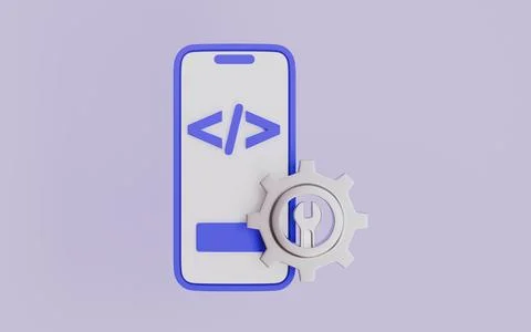 Mobile app representing code optimization, performance improvement イラスト素材
