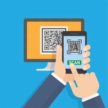 Mobile app for scanning QR-code. Stock Illustration