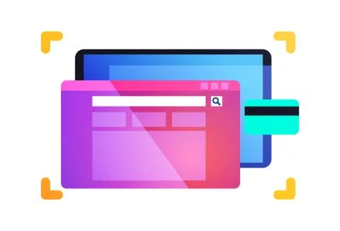 Mobile app search bar network application interface credit card online banking Stock Illustration