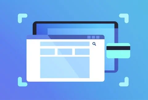 Mobile app search bar network application interface credit card online banking Stock Illustration