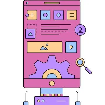 Mobile app services development flat vector icon Stock Illustration