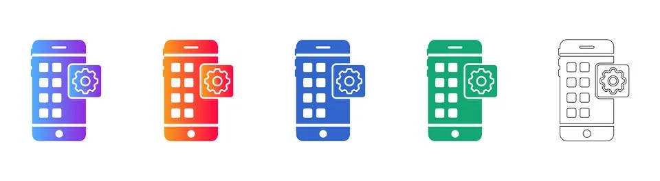 Mobile App Settings Interface Icons Stock Illustration
