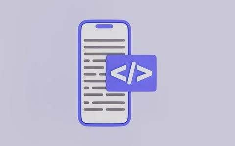 Mobile app source code programming and software engineering process Illustration