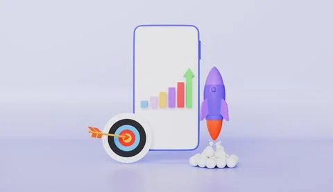 Mobile app for statistics finance chart graph management investment Stock Illustration