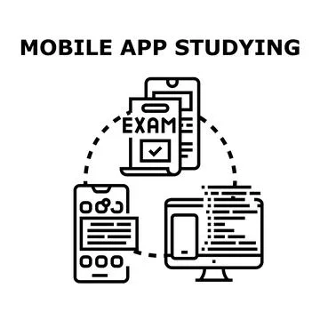 Mobile app studying and online education vector concept 库存插图