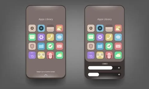 Mobile App Swipe Up And Settings UI Template Stock Illustration