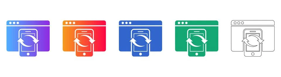 Mobile App Synchronization Interface Icon イラスト素材