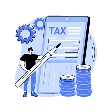 Mobile app tax filing software abstract concept vector illustration. Stock Illustration