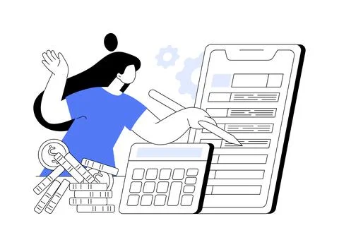 Mobile app tax filing software abstract concept vector illustration. 스톡 일러스트