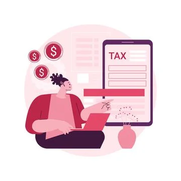 Mobile app tax filing software abstract concept vector illustration. Stock Illustration