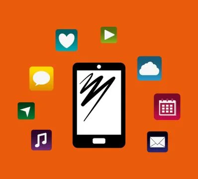 Mobile app technology Stock Illustration