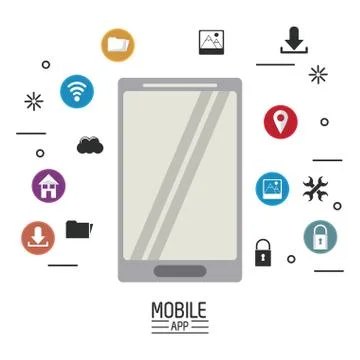 Mobile app technology Stock Illustration