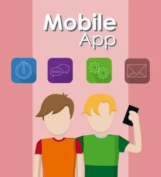 Mobile app technology Stock Illustration
