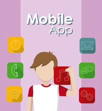 Mobile app technology Stock Illustration