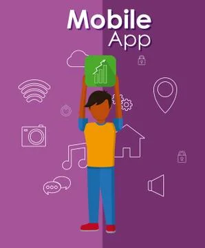 Mobile app technology Stock Illustration