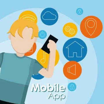 Mobile app technology Stock Illustration