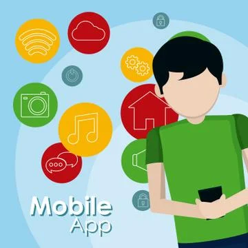 Mobile app technology Stock Illustration