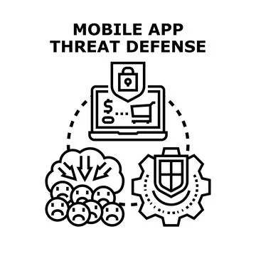 Mobile app threat defense system protecting digital security Stock Illustration