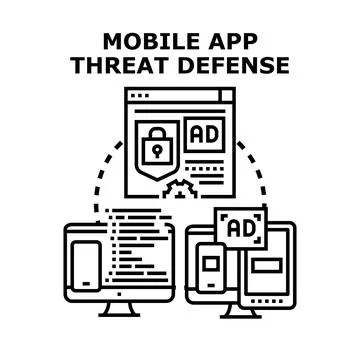 Mobile app threat defense system protecting digital networks イラスト素材