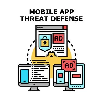 Mobile app threat defense system protecting digital networks イラスト素材