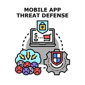 Mobile app threat defense system protecting digital security Stock Illustration