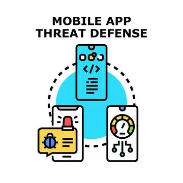Mobile app threat defense system protecting digital applications Stock Illustration